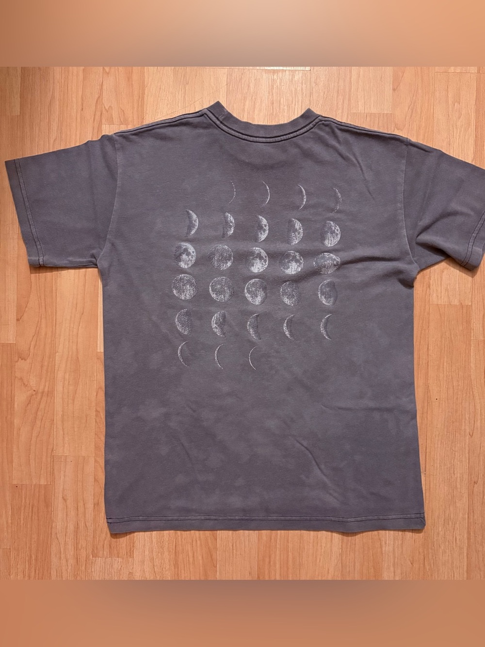 Boho Moon Phase Graphic Pocket T-Shirt Washed Charcoal Gray